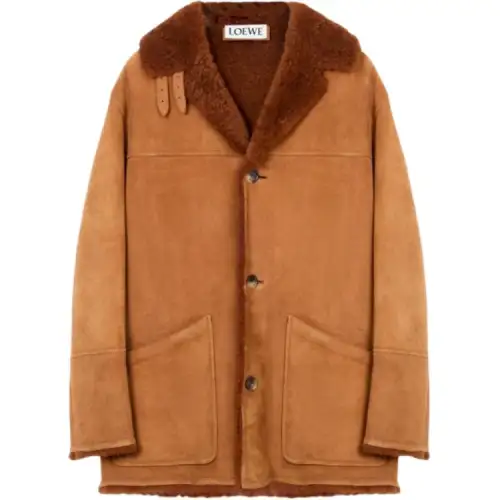 LOEWE Coats Men's Hazelnut Lapel Moderate