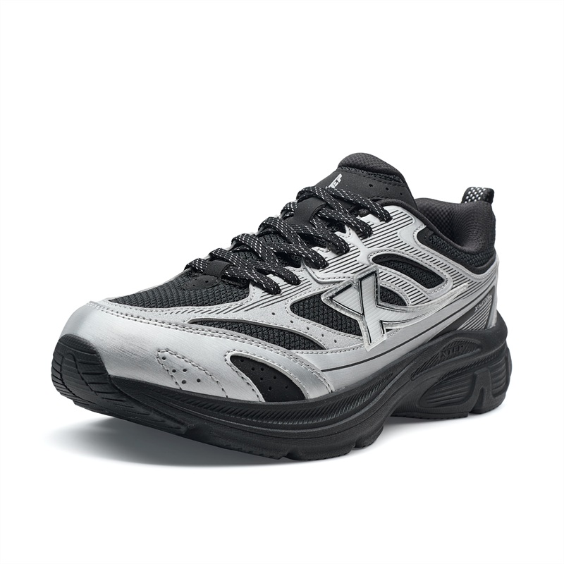 XTEP Dust Free 7.0 Cushioning Support Rebound Low top Casual City Commuting Running Shoes Women’s Black Silver