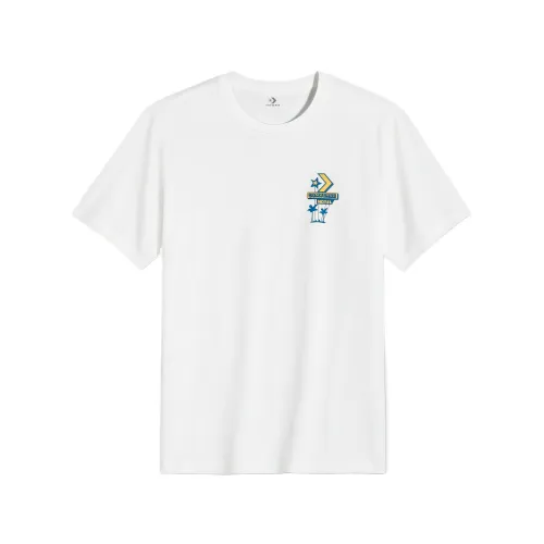 Converse T Shirts Men's White Crew Neck Moderate Straight Fit
