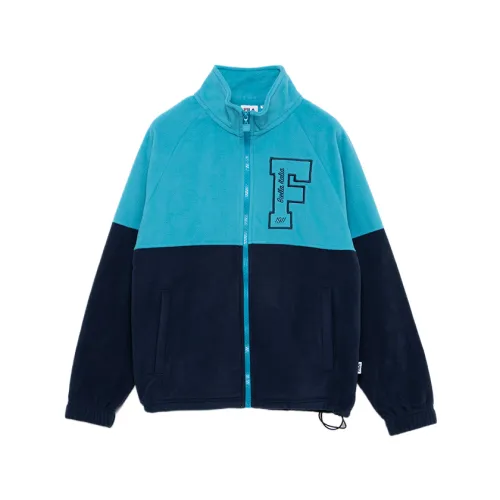FILA Velvet Jackets Men's Blue Stand Collar Moderate