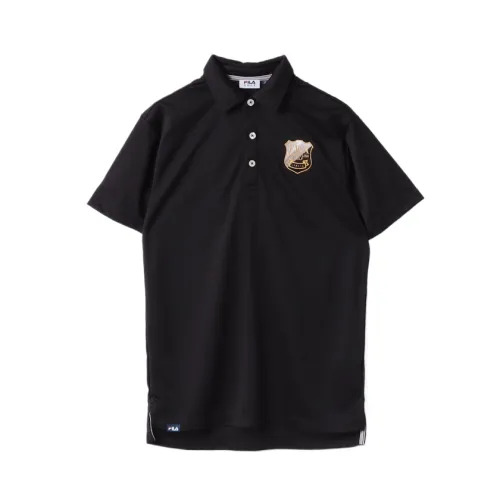 FILA Golf Shirts Men's Black Polo Collar Moderate