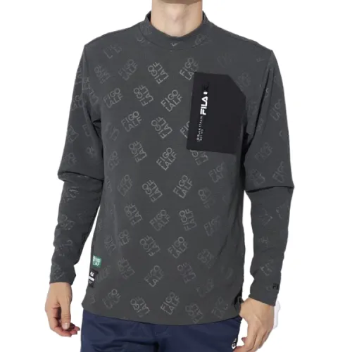 FILA Shirts Men's Dark Gray Stand Collar Moderate