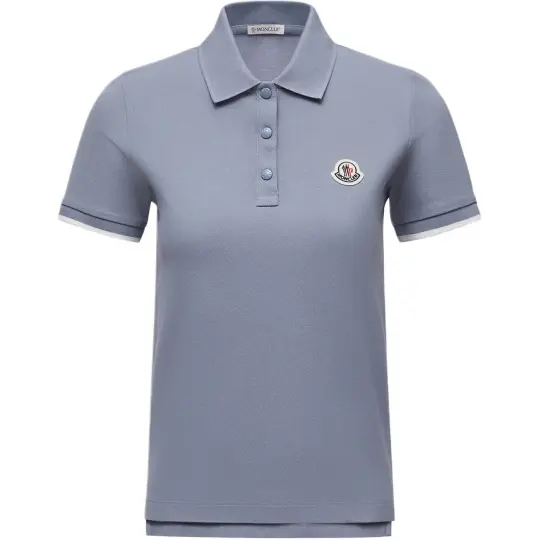 Moncler Moncler FW25 рубашка-поло с короткими рукавами и нашивкой-логотипом на груди для женщин