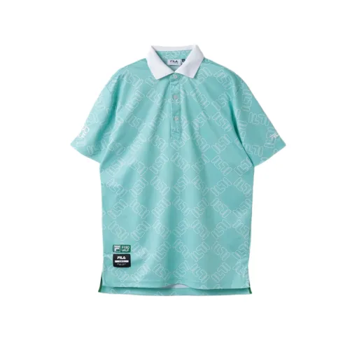 FILA Golf Shirts Men's Green Polo Collar Moderate