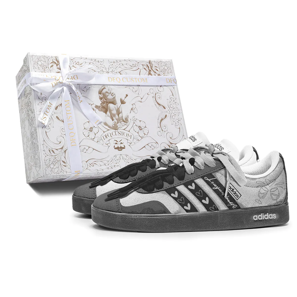 Adidas VL COURT 2.0 Deep Affection Cushioning Low top Skateboard Shoes Unisex Gray Brown