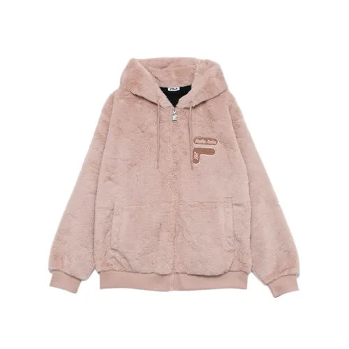 FILA Velvet Jackets Women's Pink Hooded Thickened