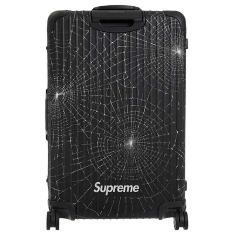 Supreme X Rimowa Collaboration Spider Web Box FW19 Metal Aluminum Magnesium Alloy Suitcase Luggage 30 Inch Unisex Black