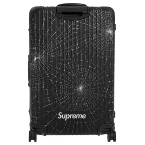Supreme X Rimowa Collaboration Spider Web Box FW19 Metal Aluminum Magnesium Alloy Suitcase Luggage 30 Inch Unisex Black