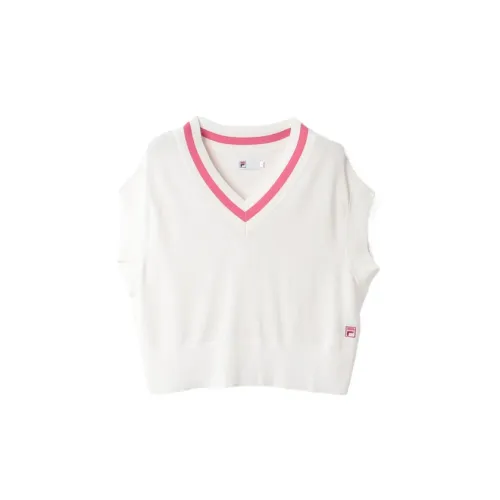 FILA Tank Tops Women's Pink White V Neck Moderate Other