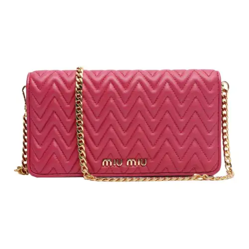 MIU MIU Sheepskin One Shoulder Wallet Handheld Crossbody Bag Women's Pink