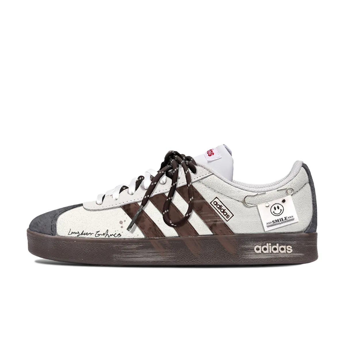 Adidas VL COURT 2.0 Abrasion Resistant Abrasion Resistant Low top Skateboard Shoes Unisex Gray Brown