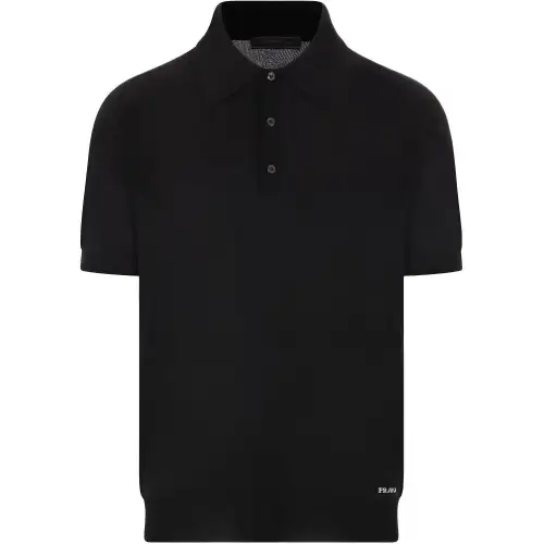 PRADA Logo Jacquard Short Sleeved Polo Shirt