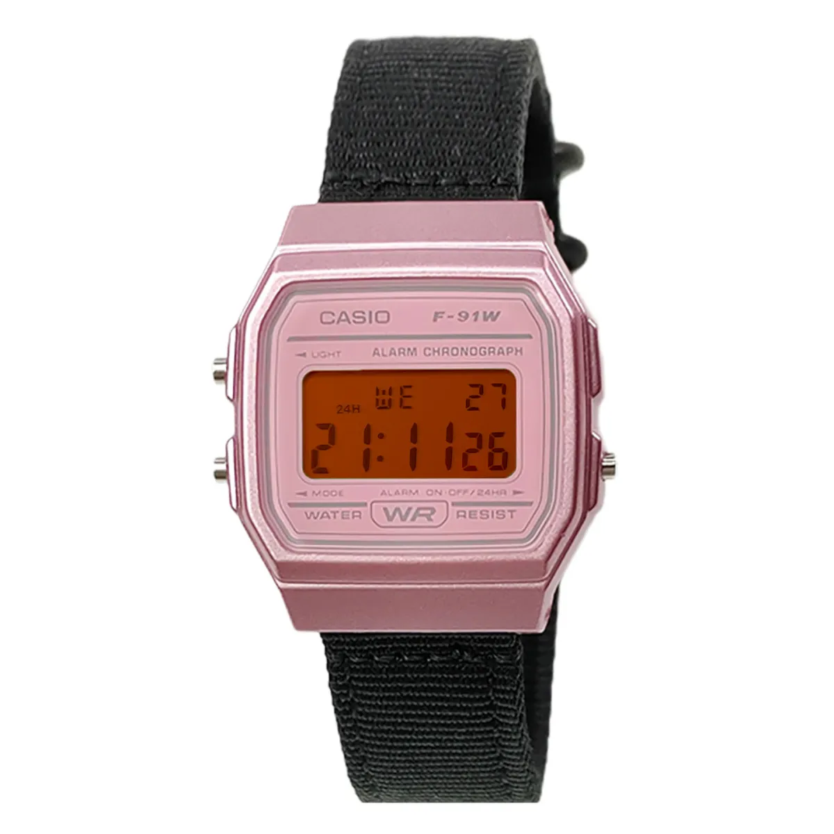 CASIO Custom Collection Quartz Movement Nylon Strap Watch Men's Watches Pink Watch Dial