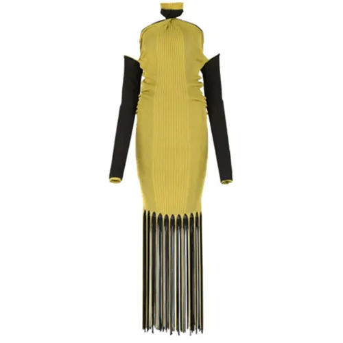 Bottega Veneta Viscose Long Sleeved Dress Women's Yellow