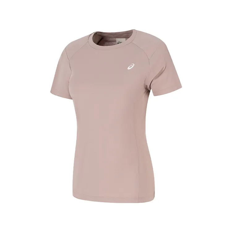 ASICS Running T Shirts Women's Pink Crew Neck Moderate Straight Fit