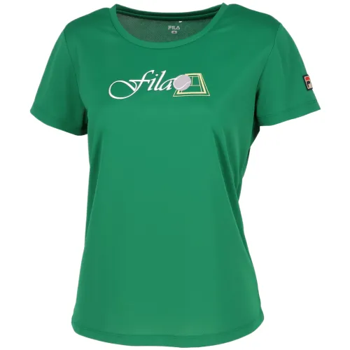 FILA T Shirts Women's Green Crew Neck Moderate Straight Fit