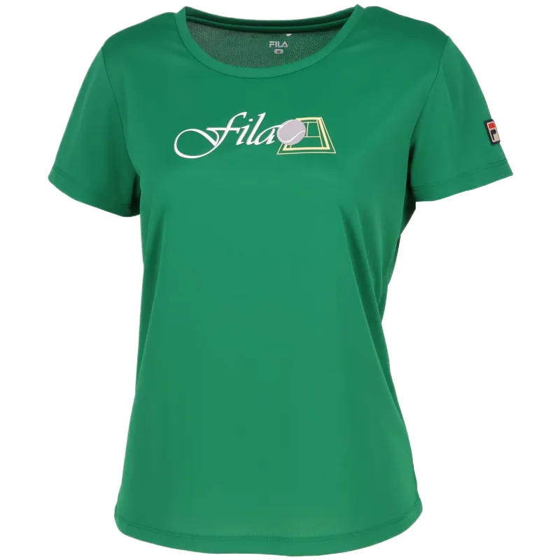 FILA T Shirts Women's Green Crew Neck Moderate Straight Fit