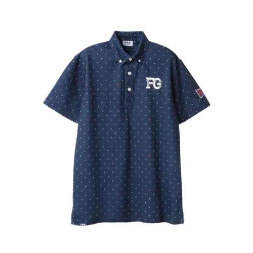 FILA Golf Shirts Men's Marine Blue Polo Collar Moderate