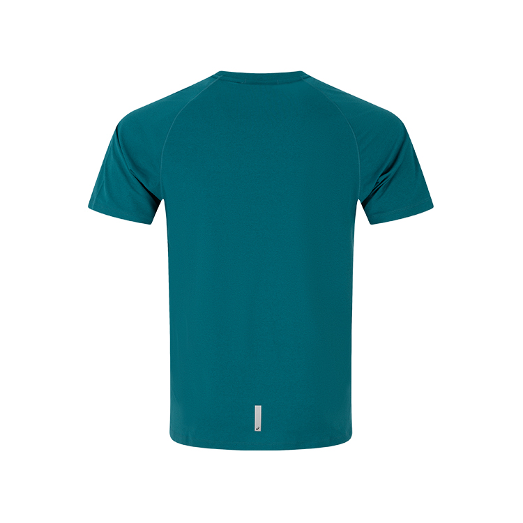 ASICS Running T Shirts Men’s Cyan Crew Neck Moderate Straight Fit