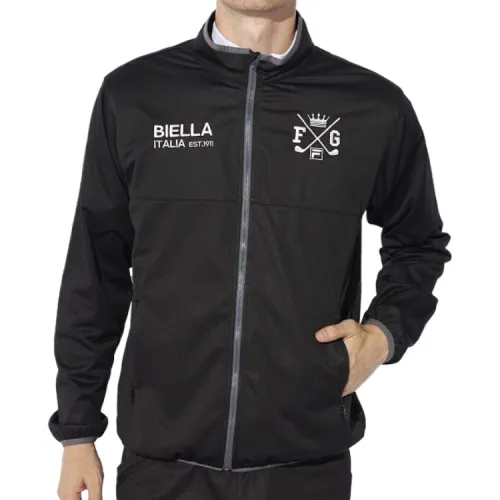FILA BIELLA Jackets Men's Black Stand Collar Moderate Other