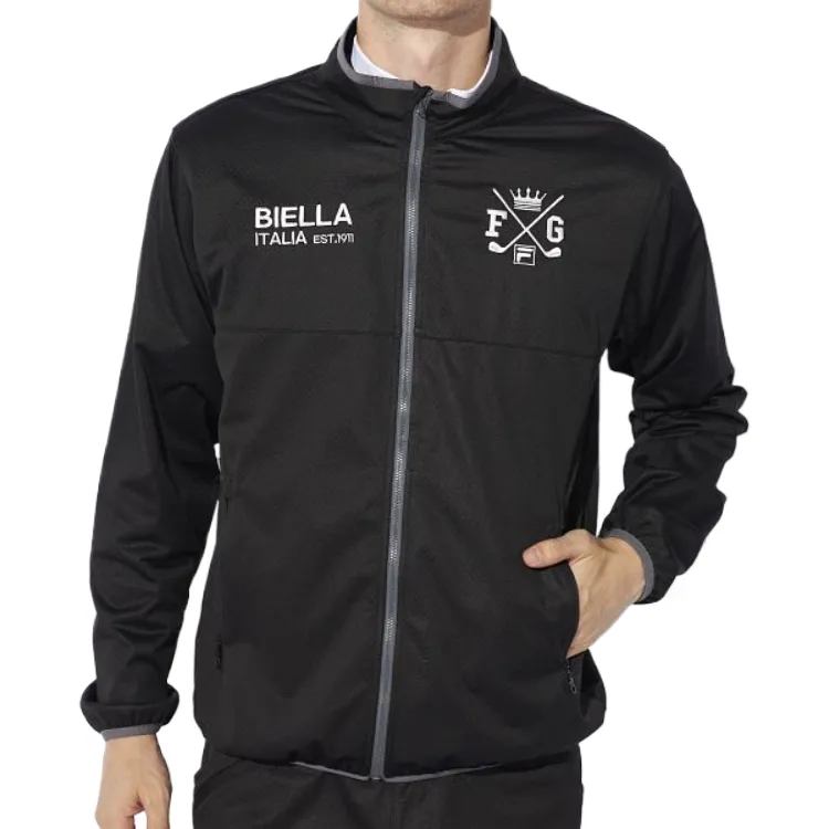 FILA BIELLA Jackets Men's Black Stand Collar Moderate Other