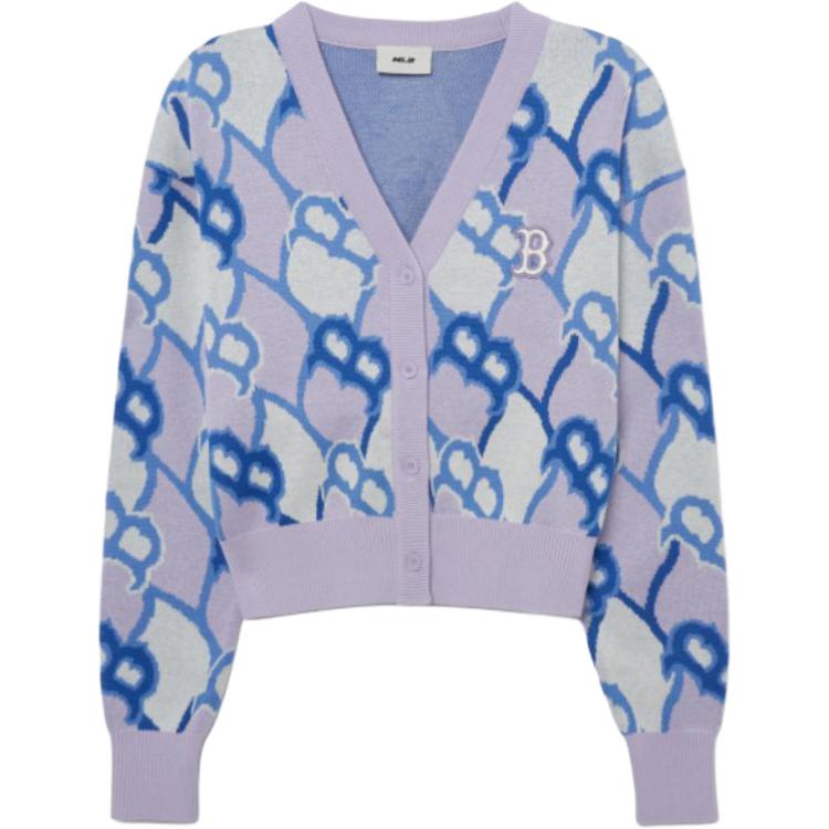 Женский кардиган MLB Argyle Monogram (фиолетовый)