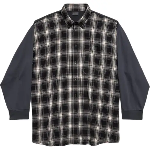 Balenciaga Shirt Loose Fit Men's Mixed Black Gray
