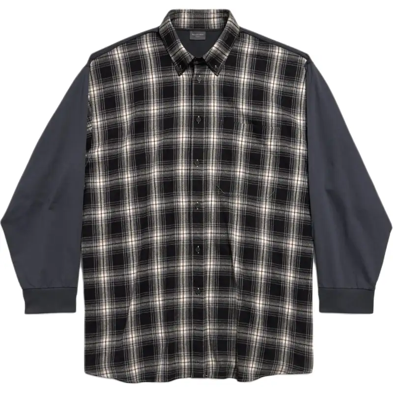 Balenciaga Shirt Loose Fit Men's Mixed Black Gray