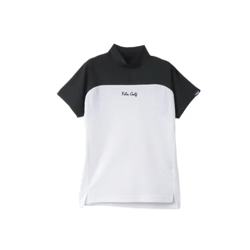 FILA Golf Shirts Women's White Stand Collar Moderate