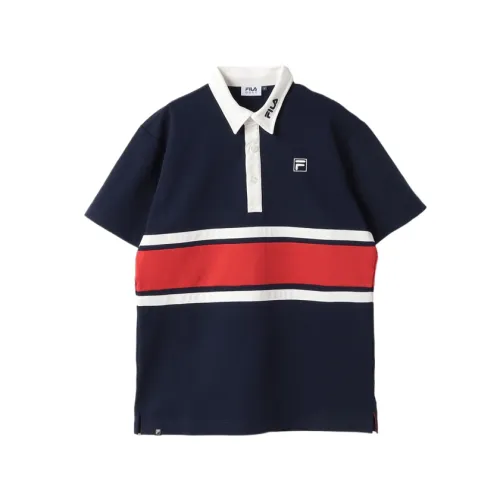FILA Golf Shirts Men's Marine Blue Crew Neck Moderate