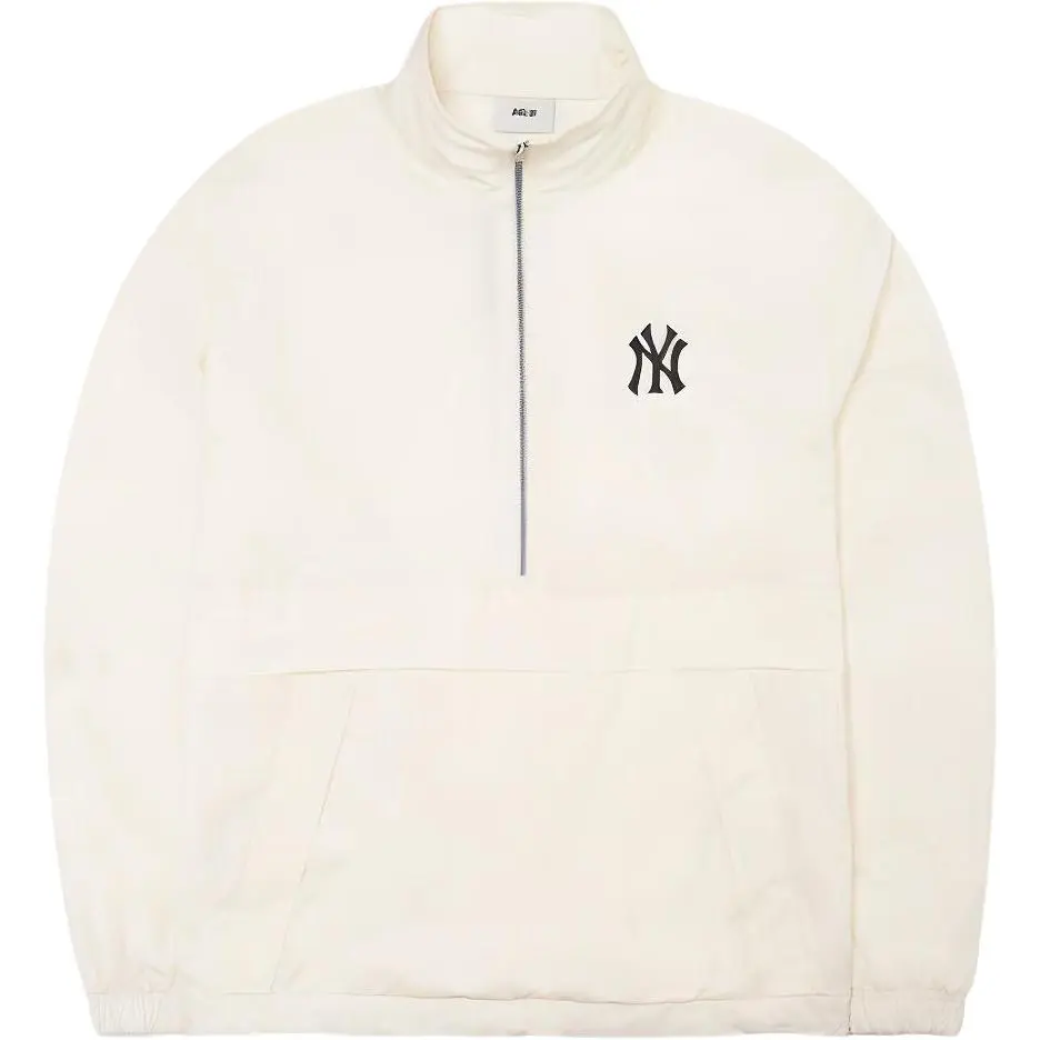 MLB Basic Logo Jackets Unisex Ivory White Stand Collar Moderate