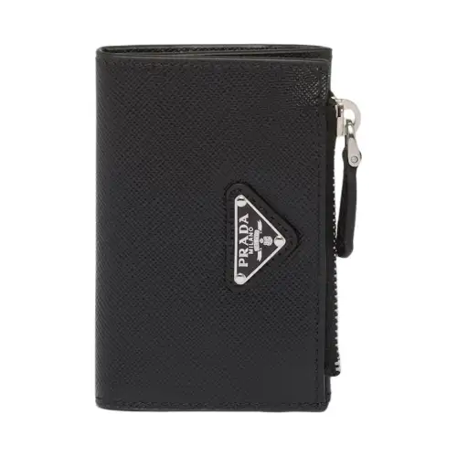 PRADA Saffiano Leather Card Holder Women's Black