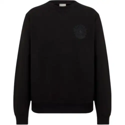 DIOR Sweatshirts Men's Black Crew Neck Moderate Regular