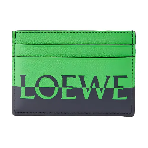 LOEWE Letter Print Calfskin Card Holder Unisex Green