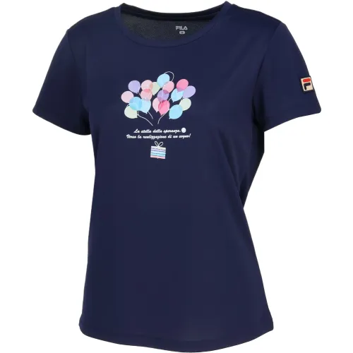 FILA Tennis Tops Women's Marine Blue Crew Neck Moderate