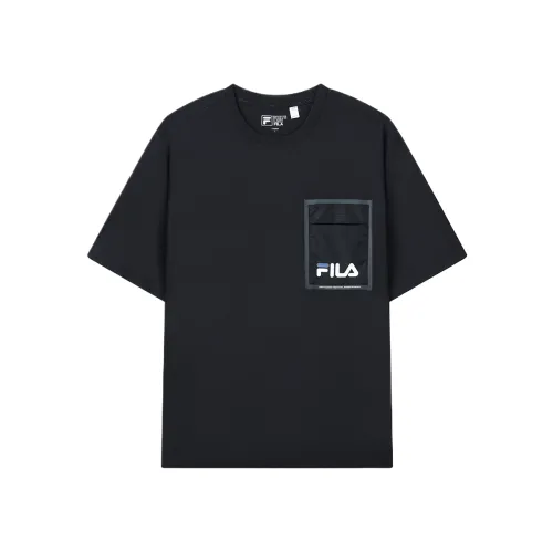 FILA ORIGINALE T Shirts Men's Black Crew Neck Moderate Straight Fit