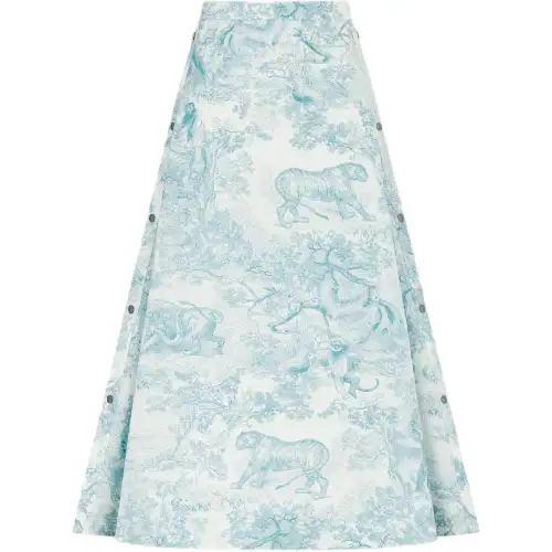 DIOR FW25 Casual Long Skirt Women's Blue Green