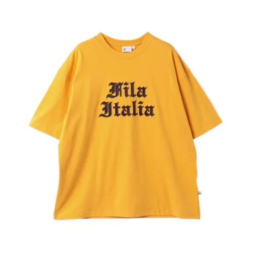 FILA T Shirts Unisex Yellow Crew Neck Moderate