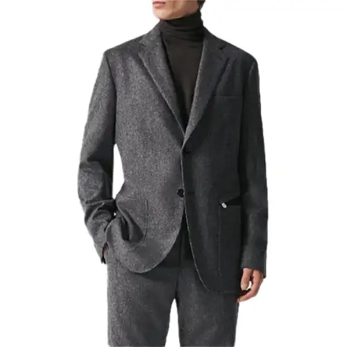 HERMES Business Suits Men's Dark Gray Suit Collar Moderate Business Suit