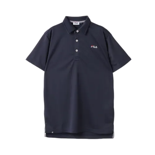 FILA Golf Shirts Men's Marine Blue Polo Collar Moderate