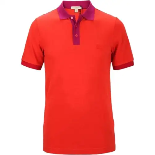 Burberry Polo Shirts Men's Red Polo Collar Moderate Straight Fit