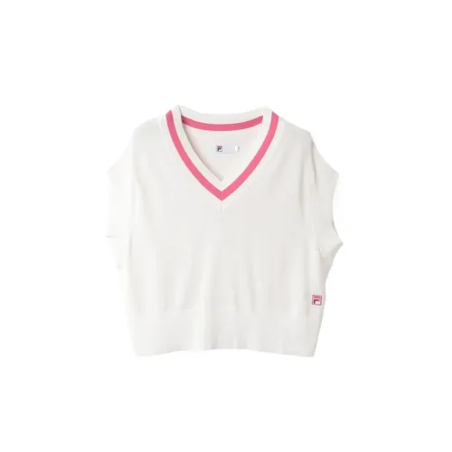 FILA Tank Tops Women's Pink V Neck Moderate Straight Fit