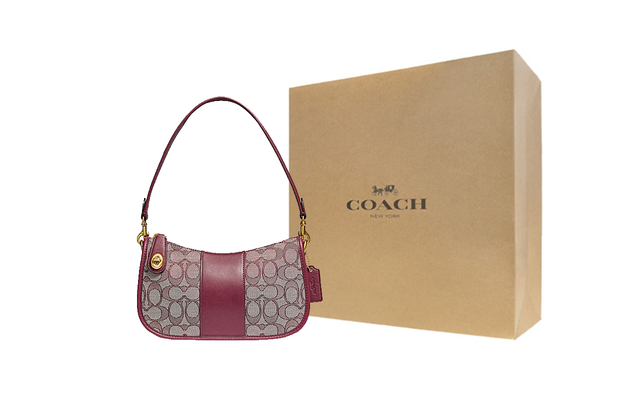 Женская сумка COACH Swinger 23 (бордовый) — фото 4