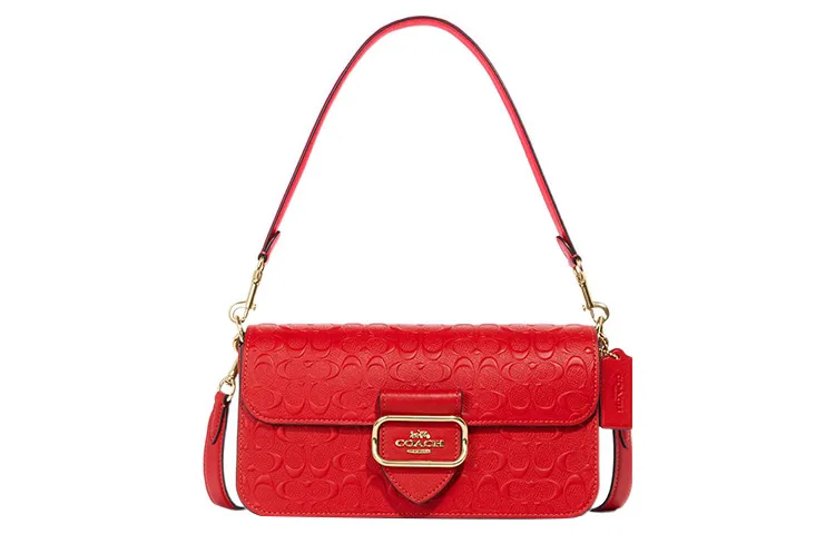COACH Morgan Leather With Suede With Calfskin Shoulder Bag, Portable Crossbody Bag Women's Red