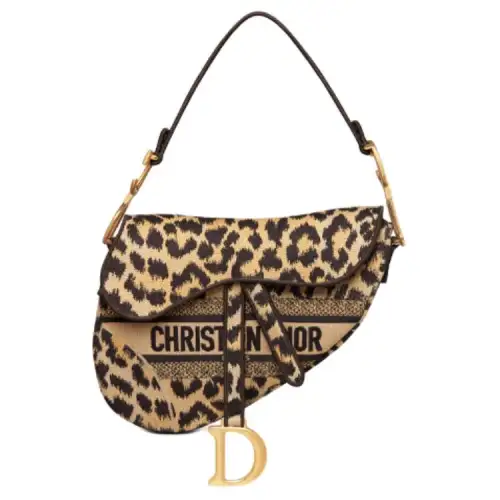 DIOR Saddle Embroidery Saddle Bag, Portable Crossbody Bag, Shoulder Bag Women's Beige/Black