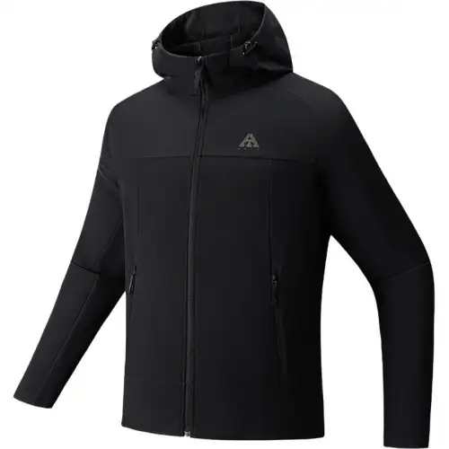 Anta Outdoor Collection Earthy Shell 3.0 Solid Color Athleisure Zippers Hooded Fleece Lined Thermal Jackets & Coats