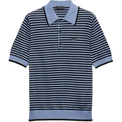 PRADA Striped Cotton Polo Shirt