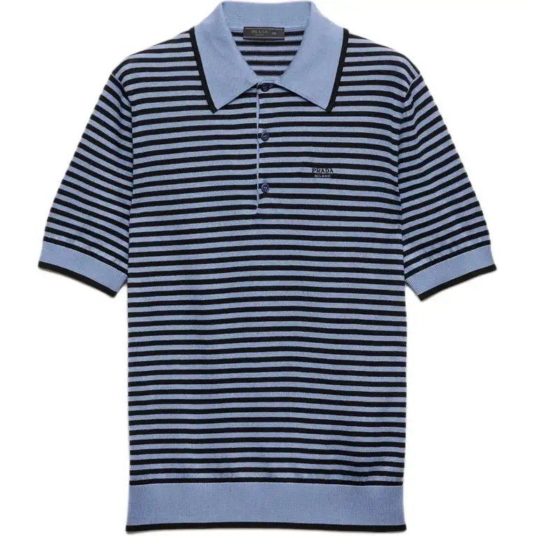 PRADA Striped Cotton Polo Shirt