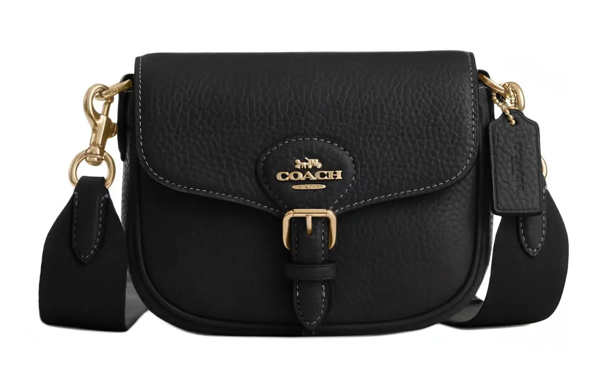 COACH Cow Leather Shoulder Bag, Crossbody Bag Small Women's Black