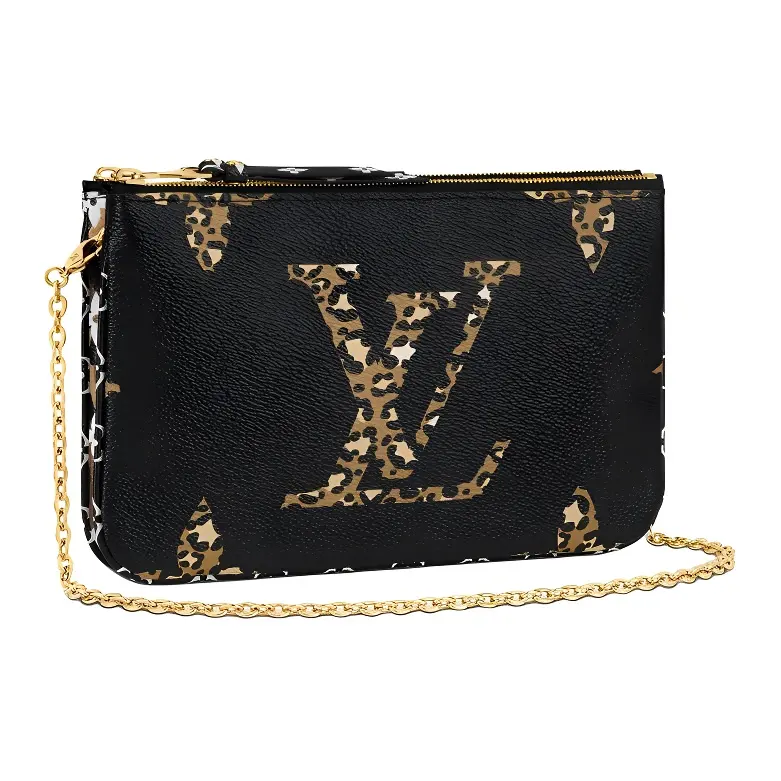 LOUIS VUITTON Pochette Double Zip Monogram Giant Jungle Black Multicolor